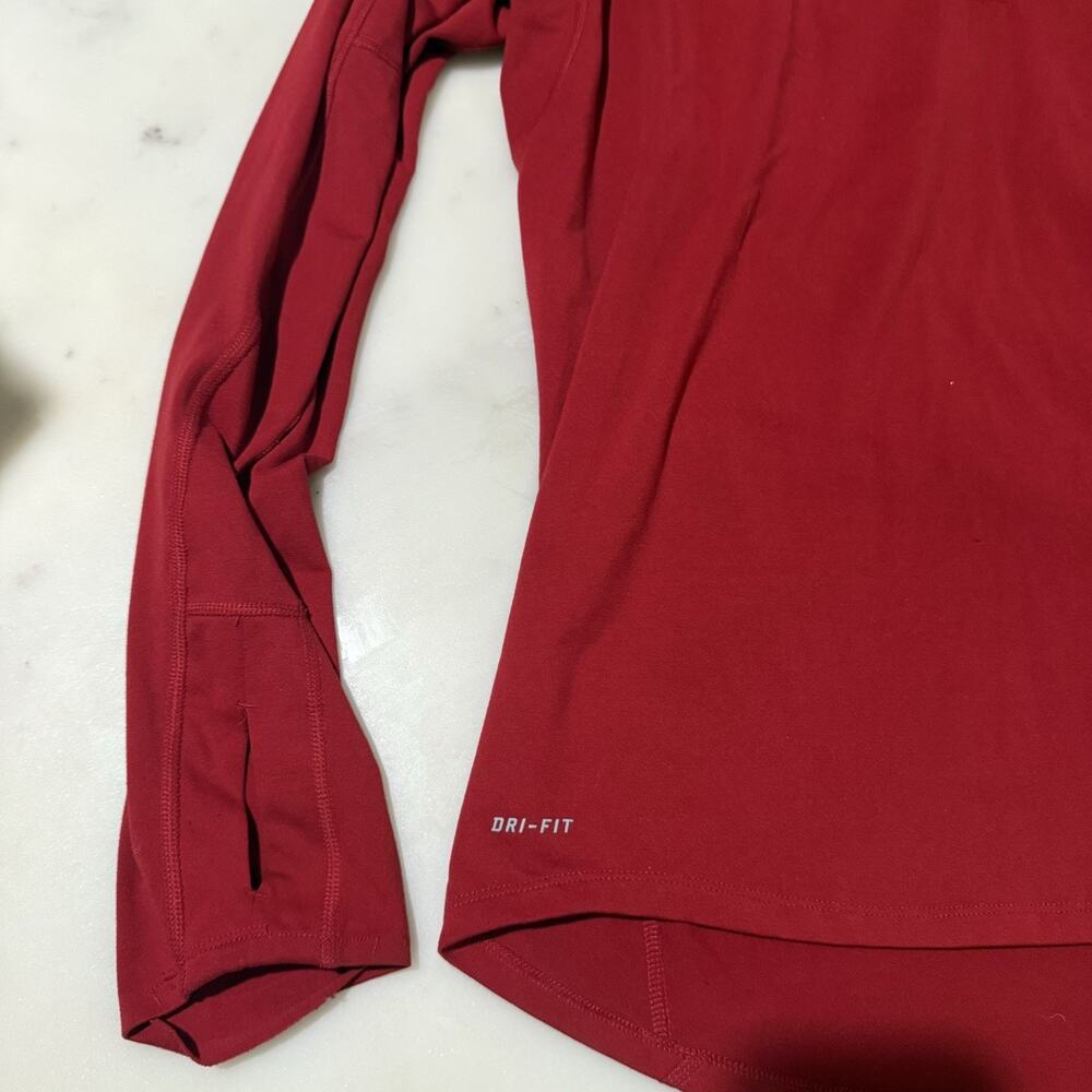 Nike Running Dri-FIT Men's M Red Quarter Zip Pullover Long Sleeve Shirt - Picture 9 of 15
